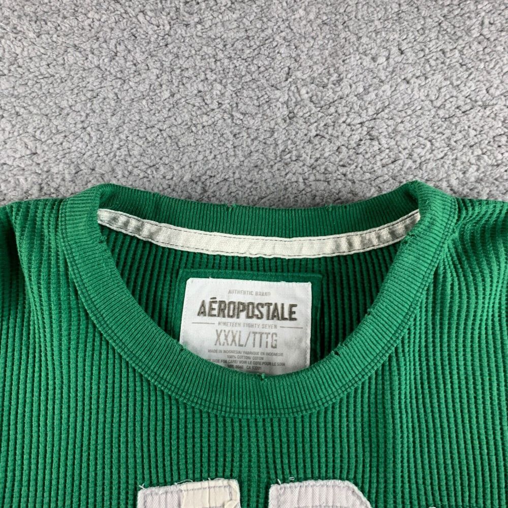 NEW Aeropostale T Shirt Mens 3XL Green Thermal Waffle Knit Pullover Heavyweight - Picture 9 of 16